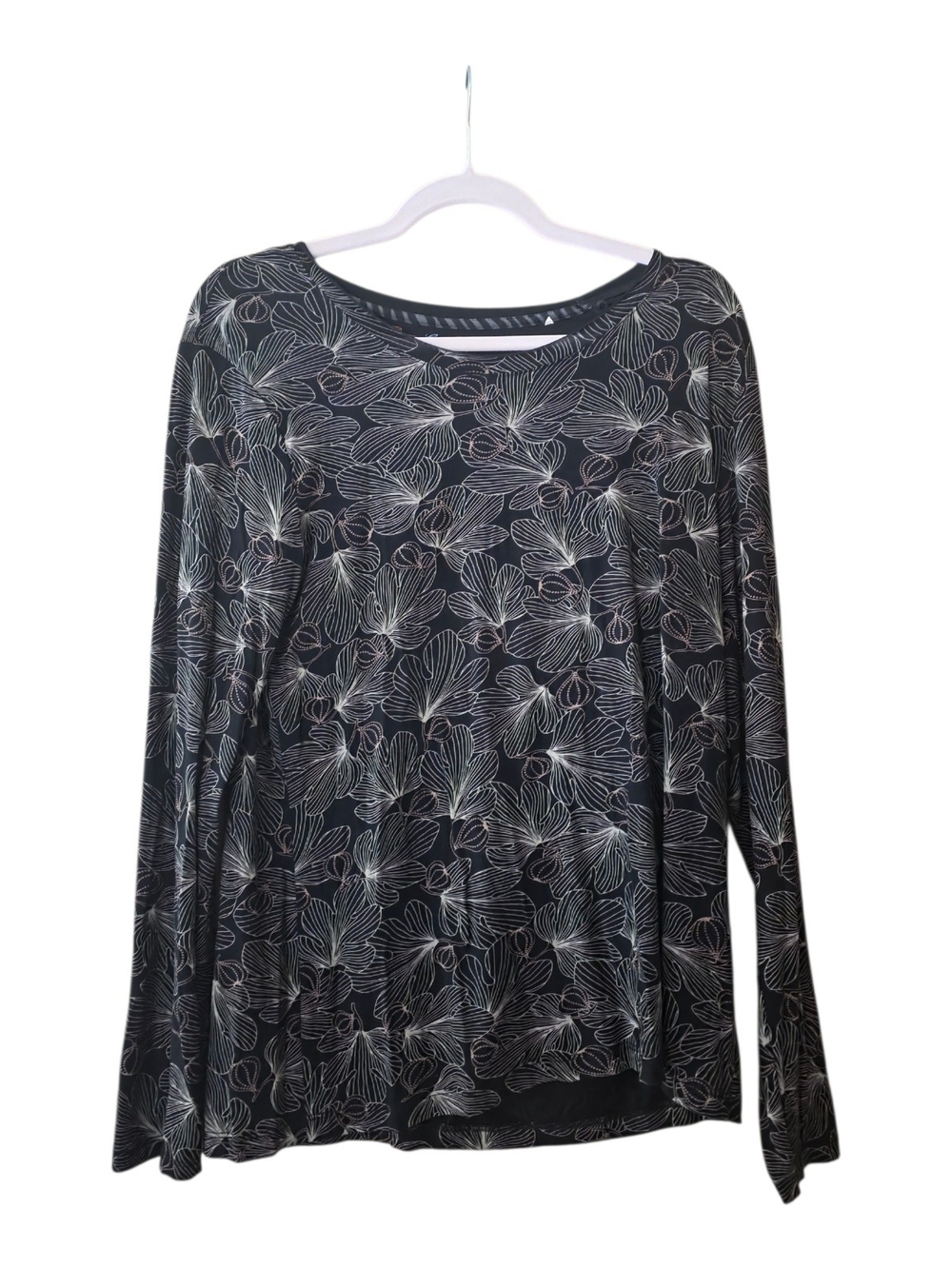 Gudrun Sjoden Tencel Lyocell Floral Print Long Sleeve Women's Jersey Top Size L